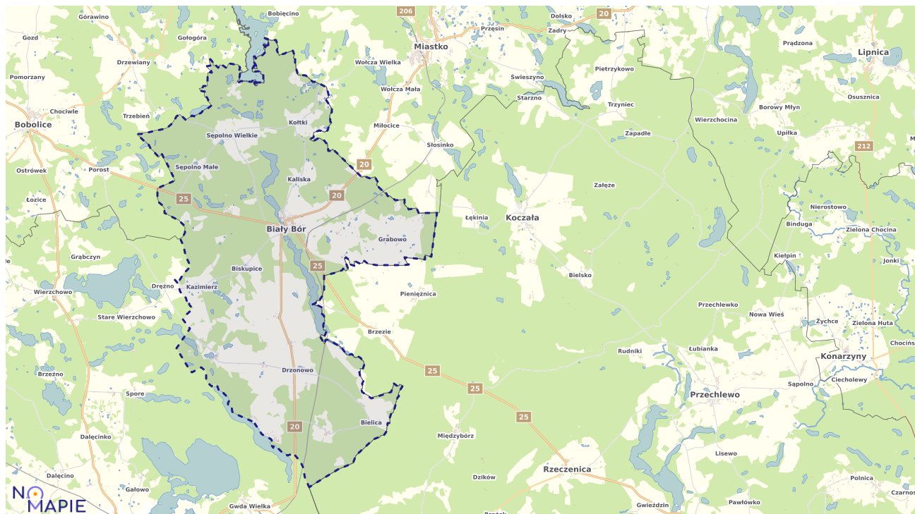 Mapa obszarów ochrony przyrody Białego Boru